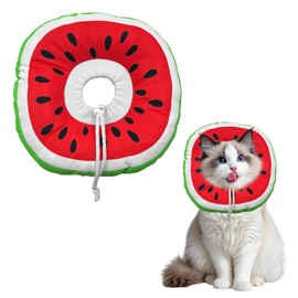 DAJING Pet Cat Cone Collar - Soft Adjustable Cat Recovery Collar, Cute Watermelon Pattern Neck Cone Suitable for Kittens and Small Dogs, Used for Postoperative Care