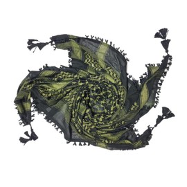 Retro Seventy2 Olive Green and Black Palestinian Shemagh Scarf with Tassels Arab Keffiyeh Desert Head Neck Wrap Unisex