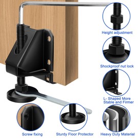 Olldag 6 PCS Adjustable Height Leveling Feet with Screws, Heavy Duty Furniture Support Legs Leveler for Table, Cabinets, Bed, Workbench,Shelving Units and More (Black)