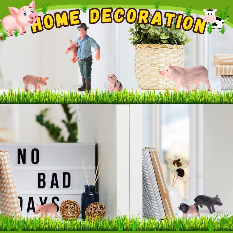 17 Pcs Realistic Farm Pig Animals Model Figure Toy Set