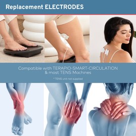 TERAPIO 4x Ersatzelektroden. Kompatibel mit dem TERAPIO-SMART-CIRCULATION-Gerät. Hochwertige wiederverwendbare Ersatzpads für TENS-Geräte. Packung mit 4 Elektroden.