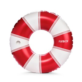 FUNBOY Giant Vintage Red Stripe Inflatable Pool Float with Cup Holder 48" Pool Float for Adults|Inner Tube Pool Toys Swim Rings Swimming Pool Accessories & Pool Lounger Float for Pool Party & Summer