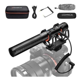 Micrófono de cañón COMICA VM20, micrófono de video supercardioide con soporte antivibración, para teléfonos inteligentes, cámaras DSLR y videocámaras, perfecto para entrevistas, grabación de videos