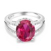 Gem Stone King 925 Sterling Silver Red Created Ruby Ring