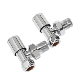 Ultraheat Round Angled Manual Radiator Valve + Lockshield Set 15mm Chrome (Angled)