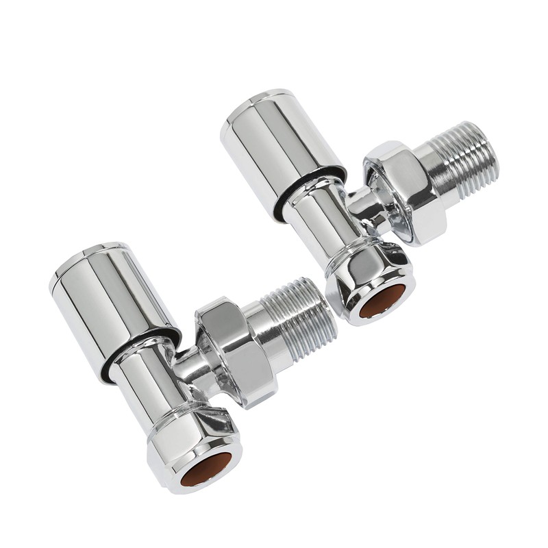 Ultraheat Round Angled Manual Radiator Valve + Lockshield Set 15mm