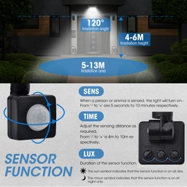 100 W LED Spotlight Motion Sensor, 10000 LM LED Outdoor Spotlight with Motion Sensor IP66 Spotlight LED Outdoor Spotlight with Motion Sensor Warm White 3000 K Outdoor Spotlight LED Floodlight for Garage