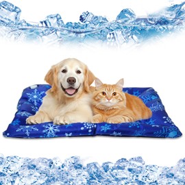 MITAIKO Dog Cooling Mat, Pet Ice Cooling Pad Sleep Bed [60x50cm / 20"x24"] - Water Filled - Tear & Scratch Resistant for Dogs & Cats, for Pets Sofa & Crate to Keep Cool & Calm Sleep in Summer, Blue