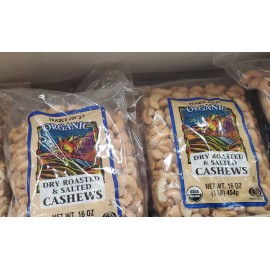 Trader Joe's 2 PACK TRADER JOE'S ORGANIC DRY ROASTED & SALTED CASHEWS 16 OZ EACH