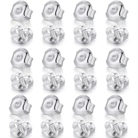 24 PCS Earring Backs for Studs, Moconar 925 Sterling Silver Earring Backs Replacements, Hypoallergenic Secure Backings for Women Men Silver
