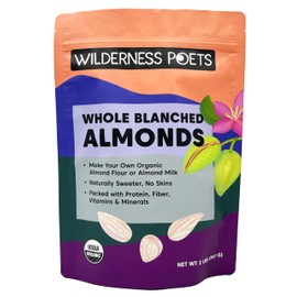 Wilderness Poets, Organic Blanched Almonds - Whole California-Grown Almond Nuts with No Skins - 2 Pound (Pack of 1)