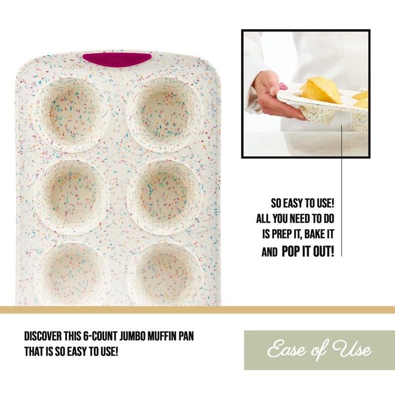Trudeau Structure White Confetti 6-Cup Jumbo Muffin Pan – Premium