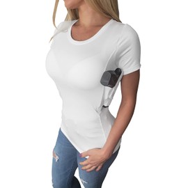 AC UNDERCOVER Women's Concealment Scoop Neck T-Shirt Holster (White, Large)