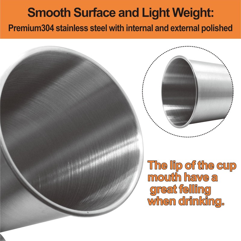 8PCS 304 Stainless Steel Cups with Straws, 11.95 Oz and