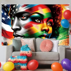 Juneteenth Photo Backdrop Happy Juneteenth Banner Pan African American 19th June 1865 Decorations and Supplies for Home (43 X 71 Inch)