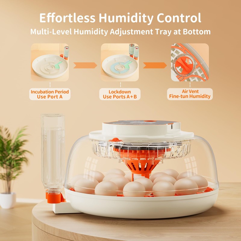 18 Egg Incubator, Automatic and Adjustable Egg Turning, Egg Candler,