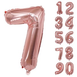 32 Inch Number Balloons Giant Number Aluminium Foil Helium Balloons for Birthday Party Celebration Decoration New Year Baby Shower Anniversary (Rose Gold, 7)