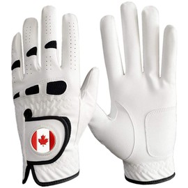 Golf Gloves Men Left Right Hand with Ball Marker CA Flag 1 Pack, Soft Comfortable Leather Weathersof Grip Soft Mens Glove Size S M ML L XL (S, Left)