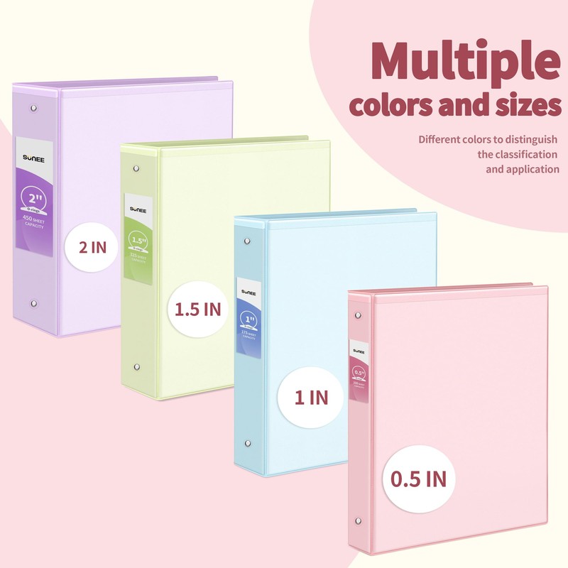 SUNEE 3 Ring Binders 2 Inch 4 Pack, Clear View