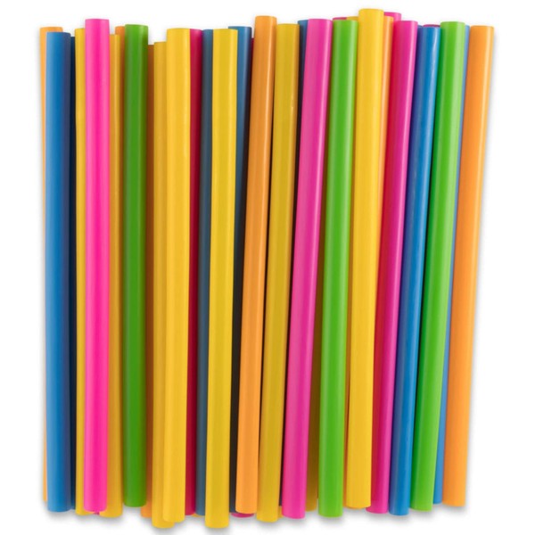 Party Bargains Smoothie Straws | BPA-Free & Reusable Assorted Bright Colors Drinking Straw | Perfect for Milkshake, Boba, Juices & More | Jumbo Pack 100 Counts