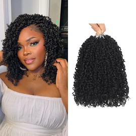 Yoolec 10 Packs Yanky Twist Crochet Braids Hair 10 Inch Pre-Twisted Passion Twist Crochet Hair, Fluffy Mini Passion Twist Hair Spring Twist Hair Senegalese Twist Braids 1B