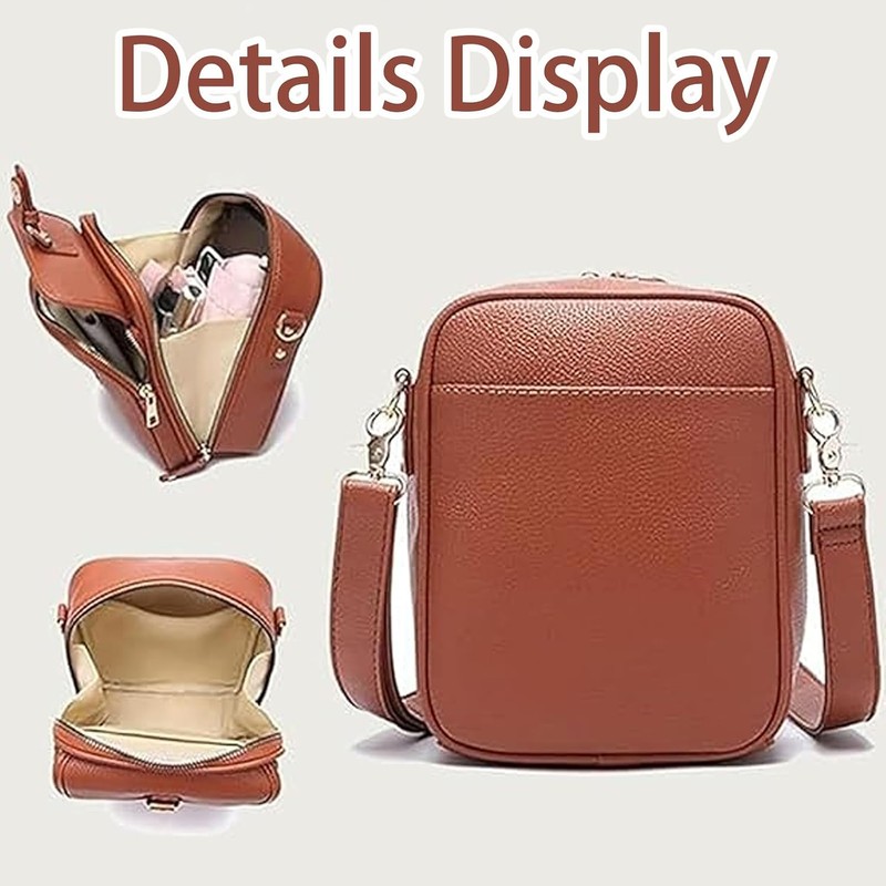 Crossbody Leather Bag, Large Capacity Anti-Theft Vintage Bag, Multi-slot Bag