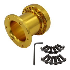 Funriche Steering Boss Spacer, 3.0 inches (76 mm), Aluminum, General Purpose, Positioning, Adjustment, Extending, Custom, 2 Color Selection, Bolt Wrench Set (Gold)