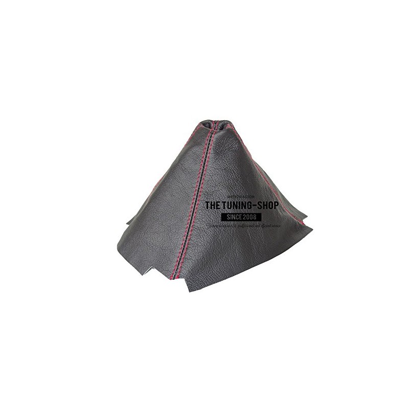 GEAR GAITER BLACK LEATHER WITH RED STITCHING