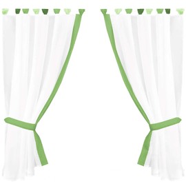 Arsvita Skyline Tab-Top Curtain Set in Country House Style, Kitchen Curtain, Tie-Back, Classic and Modern, Available in Many Designs (Green - Apple Green / 140 x 120 cm)