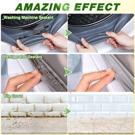 SEDITY Home Remover Gel, 2 Pack Washing Machine Cleaner Stain Remover Gel for Front Loader Washing Machine Seal with Brush and Towel for Bathroom, Refrigerator Sealant, Wall, Tile Grout