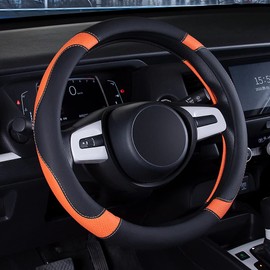 eing Steering Wheel Cover for Car,Truck, SUV and More, Universal 15 inch, Anti-Slip,Sporty and Soft - Black&Orange