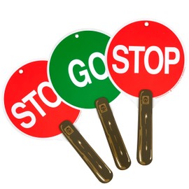Liontouch Double Sided Stop & Go Signs – 3-Pack, Red & Green – 11.8 x 6.7 inches | Durable And Reversible Lollipop-Shaped Foam Toy Paddle For Kids | Ideal For Teaching Children Traffic & Street Safety