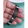 Adjustable Silicone Bracelet, Stainless Steel Cross & Letter Design Bracelet