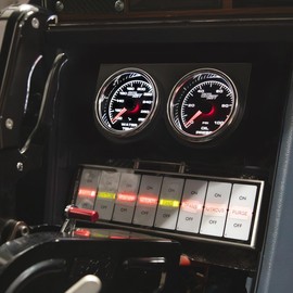 GlowShift 2-5/8" Racing Mechanical Oil Pressure & Mechanical Water Coolant Temp 2 Gauge Set Kit - Includes Under Dashboard Mounting Pod - Black Dial - White LED Backlighting - for Race Cars - 65mm