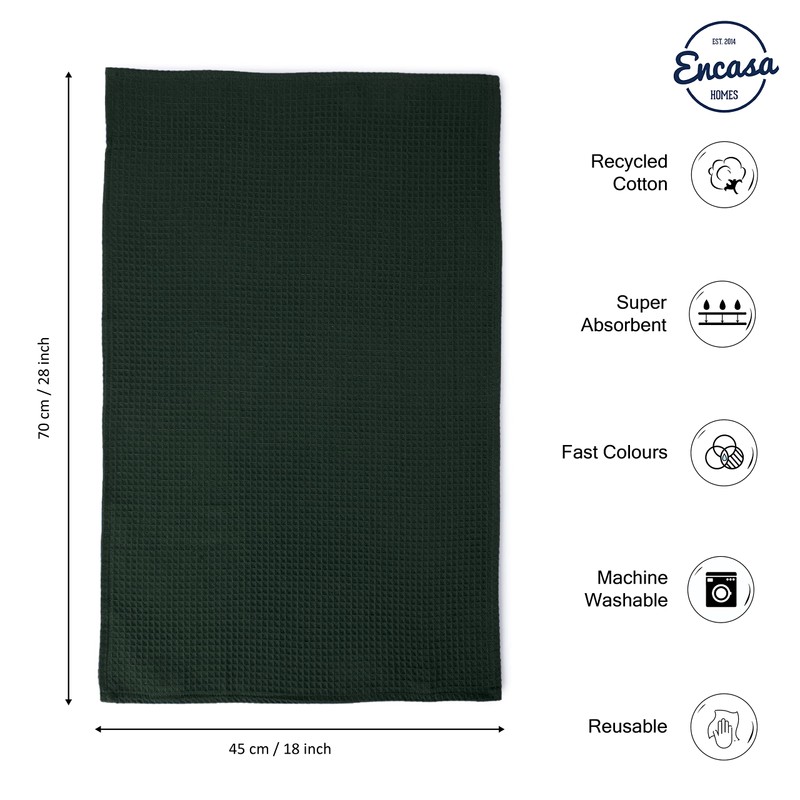 Encasa XO Kitchen Dish Towels Set | Dark Green |