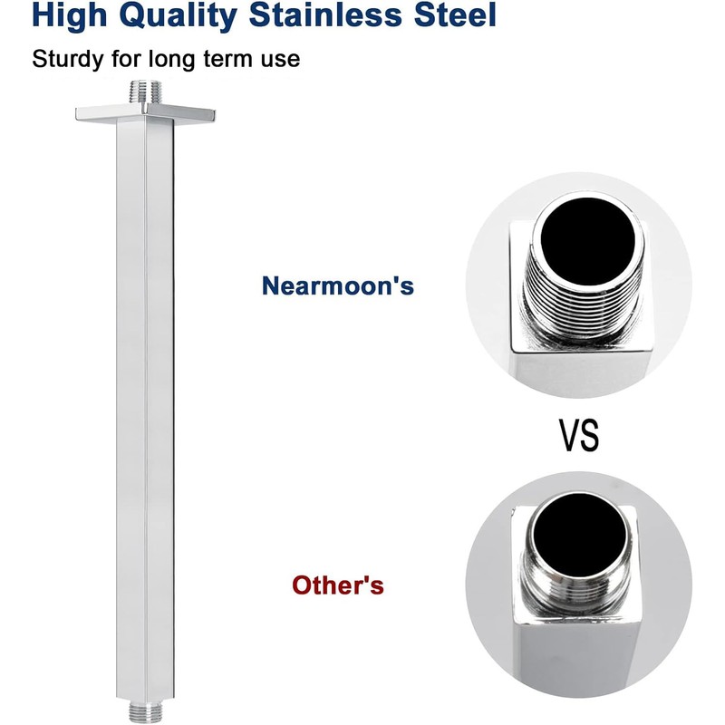 NearMoon Ceiling Mounted Shower Arm with Flange, Universal Connection 1/2