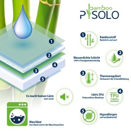 PISOLO Double Waterproof 100% Bamboo Jacquard 3D Air Elastic Mattress Protector Mattress Protector with Corners Anti Dust Mite Topper for Single Bed 90 x 200 cm