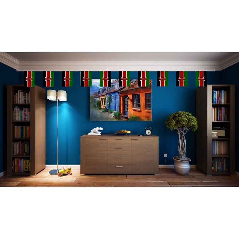 FFILL Kenyan Banner Flag String, Kenya Mini Flag Small Banner,