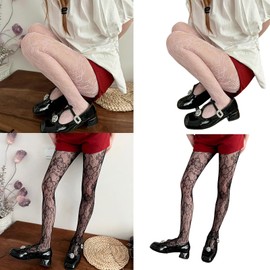 Haiki Women's Aesthetic Elegant Flower Pattern Fishnets Tights Stockings Hollowed Out Lace Colorful Pantyhose Leggings Hosiery