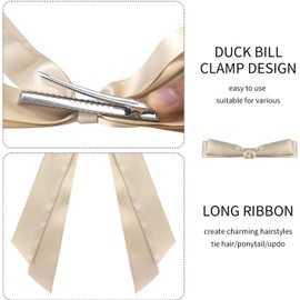 Hair Bows Hair Clips for Women Small Hair Bow Satin Hair Clip Bowtie Accessories 2Pcs Black Brown-S