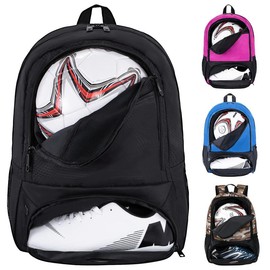 Himal Outdoors Soccer Backpack,Soccer Bag with Ball Holder, Water resistant Sport Equipment Bags Fit Basketball Volleyball Football - Color: rose red
