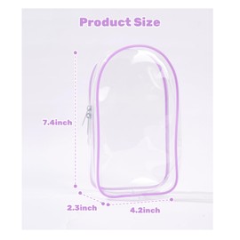 Purple Clear Figure Display Bag with Keychain for Doll, Positive Doll Storage Bag, Pouch Keychain Charms for Collectibles (with Zipper- Waterproof) Building Block Storage Bag,7.4 * 4.2 inch