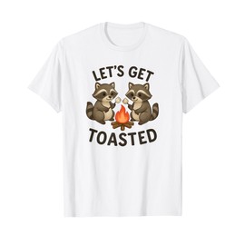 Let's Get Toasted Raccoon Camping Campfire Marshmallow Pun T-Shirt