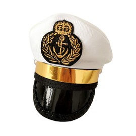 PET SHOW Small Medium Dogs Captain Hat Party Costume Grooming Accessory Photo Props for Pets Puppy Doggies Kitten Pack of 1 (White)