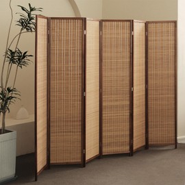 Furnnylane Furnnylane 6 Panel Room Divider and Folding Screen Room Divider,Bamboo Room Divider for Room Separation,67" H x 92.1" W