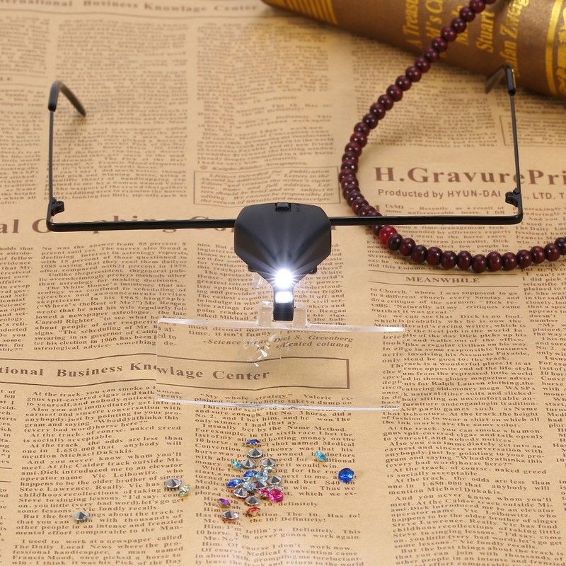 1.5X 2.5X 3.5X Eyeglass LED Magnifier Hands Free Head Eyelash