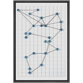 SIGNLEADER Framed Canvas Print Wall Art Scientific Geometric Grid & Line Pattern Abstract Shapes Digital Art Modern Art Minimalist 3D Relax/Calm Cool for Living Room, Bedroom, Office - 16"x24" BLACK