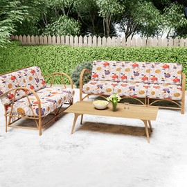 Smiry Printed Couch Cushion Covers, Stretch Soft Couch Covers for Sofa, Washable Non-Slip Sofa Slipcover Furniture Protector for Indoor and Outdoor (1 Pack, Orange)