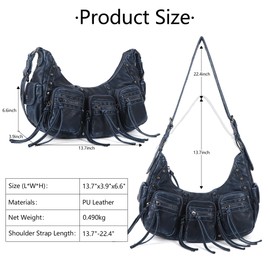 Angel Kiss Hobo Bags Purse for Women Y2K Shoulder Bag Multi Pockets Designer Satchel Studded Handbags with Strap