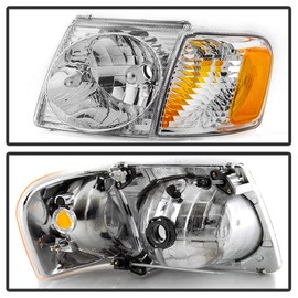 ACANII - For 2001-2005 Ford Explorer Sport Trac Headlights Headlamps w/Corner Lights Signal Lamps 4PC Set Left+Right